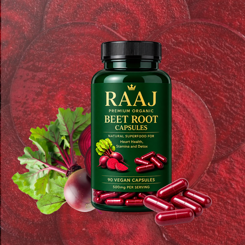 RAAJ Premium Organic Beet Root Capsules – 90 Vegan Capsules