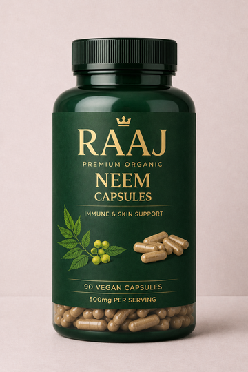 RAAJ Premium Organic Neem Capsules – 90 Vegan Capsules