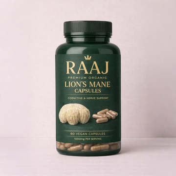 RAAJ Premium Organic Lion’s Mane Capsules – 60 Vegan Capsules