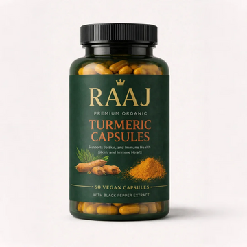 RAAJ Premium Organic Turmeric Capsules – 60 Vegan Capsules